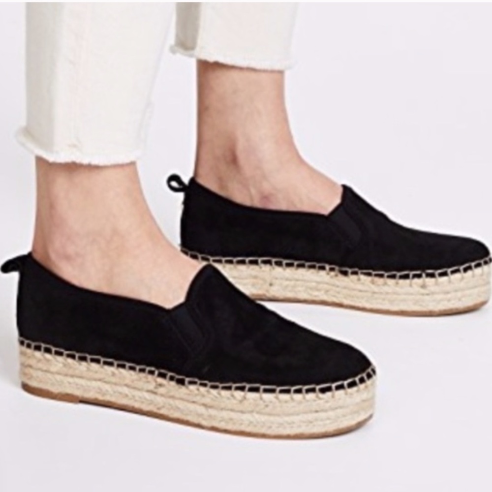 Sam Edelman Carrin Platform Espadrille Slip on Flats Loafers Suede Black Size 8